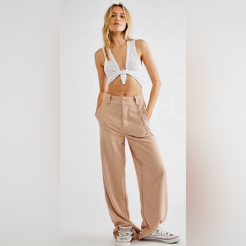 Free People x ZGY Beige Wide-Leg Womens Pants with chain size 29 new with tags